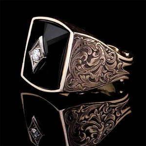 Anillo de Piedras Preciosas Negras Ajustable de Lujo Tempusort <span class=keywords><strong>para</strong></span> <span class=keywords><strong>Hombre</strong></span>, Regalo, <span class=keywords><strong>Joyería</strong></span> de Moda con Personalidad - Product Image 4