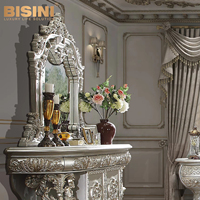 Coiffeuse multi-tiroirs de style américain Miroir de maquillage en bois massif sculpté pour la chambre à coucher Meubles de villa