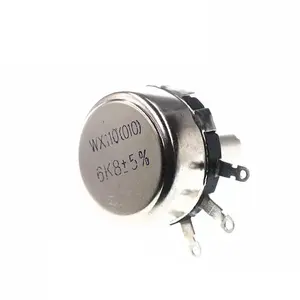 Eje de Metal redondo de 6mm WX110(010) 4K7 ohm potenciómetro giratorio de precisión de película de carbono de giro único con interruptor