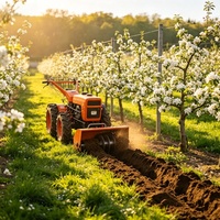 Mini-tracteur de jardin 12 CV diesel, type marche à pied, avec plateau de coupe, moteur et boîte de vitesses à entraînement par engrenages pour l'aménagement paysager résidentiel/commercial