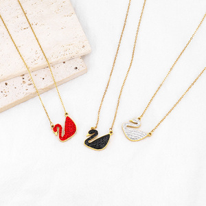 Light Luxury Stainless Steel <strong>Jewelry</strong> Elegant White <strong>Swan</strong> Inlaid Zircon Necklace Engagement Party <strong>Jewelry</strong> for Women - Product Image 5