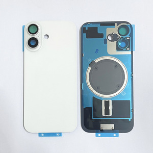 Coque arrière unie en verre avec lentille d'appareil photo pour iPhone 14 15 16 17 Pro Max, boîtier arrière avec plaque métallique et anneau magnétique - Product Image 3