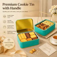 Boîtes en métal Jinyuanbao personnalisées de luxe, couleur unie, pour biscuits, pâtisseries, avec poignée, emballage cadeau, boîtes en métal à double couche