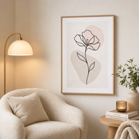Impression sur toile encadrée de fleurs en art minimaliste, grande taille, décorative, simple, style nordique, cadeau, décoration murale pour la maison et la chambre