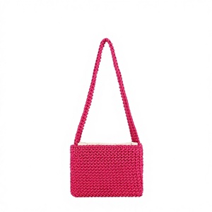Women's Casual Shoulder Cotton Rope Woven <b>Bag</b> Small Square Solid Color <b>String</b> Closure Tanjing - Product Image 1