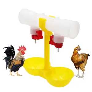 Galinha bebedor automático com cabeça dupla, copo de plástico para aves, aves, frango, bebedor