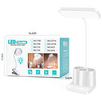 Lampe de Bureau Moderne Anti-Fatigue Oculaire avec Support Téléphone et Porte-Stylo, Tuyau Flexible, Plastique Simple, Petite Veilleuse Portable pour Maison et Étude