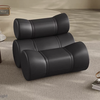 Fauteuils Noirs Modernes Fauteuil de Canapé Simple de Luxe Hôtel Villa Fauteuil de Salon pour la Maison Fauteuil d'Appoint en Cuir