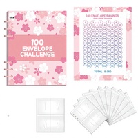 Planificateur d'économies transfrontalier transparent de 100 jours, enveloppe de budget en espèces, impression PVC multicolore, feuilles mobiles
