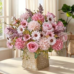 ช่อดอกไม้ประดิษฐ์สไตล์ยุโรป รูปดอกเดซี่เจ็ดแฉก ทำจากโฟม  ตกแต่งสีสั<span class=keywords><strong>น</strong></span>และลาย<span class=keywords><strong>น</strong></span>ูน สำหรับงา<span class=keywords><strong>น</strong></span>แต่งงา<span class=keywords><strong>น</strong></span> - Product Image 2