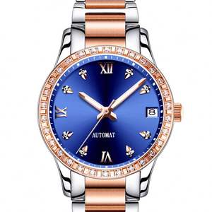 Reloj Automático de Oro con Moissanita, Relojes Mecánicos para Mujer, Reloj de Pulsera de Acero Inoxidable con Fecha, Resistente al Agua - Product Image 2