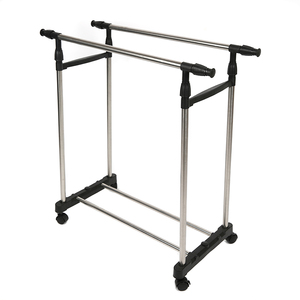 Stendibiancheria Regolabile a Due Pali in Acciaio Inox con Rotelle - Product Image 3
