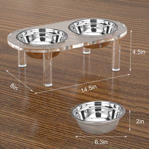 IKITCHEN 2024 Material Acrílico Transparente Pet Alimentador Grande Claro Pet <span class=keywords><strong>Bowl</strong></span> Duplo <span class=keywords><strong>Dog</strong></span> <span class=keywords><strong>Bowl</strong></span> Cat <span class=keywords><strong>Dog</strong></span> Comida Tigela de Água 2-Quarts - Product Image 4