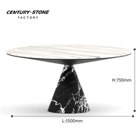 Table à manger ronde en marbre noir Centurystone Thassos Moonlight, meubles de salle à manger, table à manger intérieure, cuisine