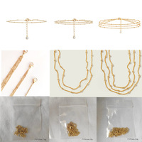 Cadena de Eslabones Tipo Clip, de Una o Varias Capas, de Acero Inoxidable, Chapada en Oro de 18K, con Cuentas Laterales de Acero Inoxidable y Oro Genuino