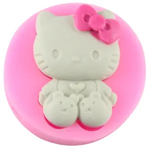 ciao kitty cake bambini Suppliers-Muffa del fondente del silicone della zampa del gatto del gattino 3d di alta qualità per la fabbricazione del sapone della candela della torta