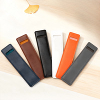 Étui à stylo en cuir PU personnalisé avec logo, couleur unie, étui à stylo en cuir d'affaires, housse de protection pour stylo, sac d'emballage, sac de rangement pour papeterie