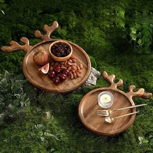 Plateau en bois en forme de bois de renne, couleur bois naturel, en bambou, pour servir des fruits et des en-cas, décoration de Noël, usage domestique - Product Image 3