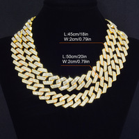 Collier chaîne cubaine en strass dorés effet glacé, bijoux hip-hop en alliage de zinc pour hommes, femmes, rappeurs, fêtes et scènes