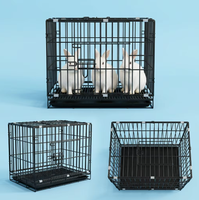 Cage pliable en fer pour animaux de compagnie, cage pour chien, niche pour chat, enclos métallique carré, respirant, utilisation en intérieur, plateau en plastique simple et moderne