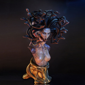 Busto <span class=keywords><strong>de</strong></span> Medusa Gorgona, Estatua Realista y Detallada <span class=keywords><strong>de</strong></span> Estilo Horror Oscuro, Monstruo Femenino con Pelo <span class=keywords><strong>de</strong></span> <span class=keywords><strong>Serpiente</strong></span>, Adorno Decorativo <span class=keywords><strong>de</strong></span> Resina para Escritorio - Product Image 1