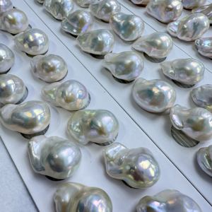 ต่างหูไข่มุกน้ำจืดสไตล์บาร็อคสีขาวธรรมชาติขนาด14-15มม. ทันสมัยสำหรับทำเครื่องประดับต่างหูแบบทำมือมีให้เลือกเป็นคู่ - Product Image 5