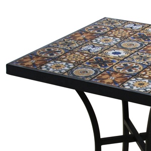 Meubles de salon de <span class=keywords><strong>jardin</strong></span> modernes, <span class=keywords><strong>table</strong></span> carrée en métal fer forgé imperméable, carreaux de céramique en mosaïque, design pliable, utilisation en cuisine - Product Image 5