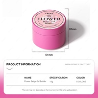 Gel de construction pour ongles 8 couleurs, beige fleuri, sans HEMA ni TPO, 15g, transparent naturel, gel d'extension pour nail art avec fleurs séchées