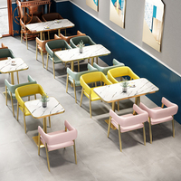 Café-restaurant restauration rapide commercial carré métal marbre café cuir restaurant banc canapé meubles stand sièges table chaise ensemble