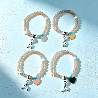 Ywyougang 4 Farben für Puppen Vergoldetes Perlen-Edelstahl Blanko-Herz-Anhänger Stretch-Armband Unisex Geschenk Modeschmuck