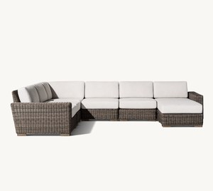 Modern Luxury All Weather Patio Garden Hotel Pool <b>Rattan</b> Sets Outdoor Furniture Hand Woven Modular U-<b>Sofa</b> Chaise Sectional - Product Image 1