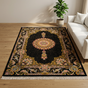 Alfombra Lavable de Seda Pura, Hecha a Mano, Diseño Moderno, Acabado Antideslizante para Sala de Estar, Dormitorio, Hotel de Lujo - Product Image 1