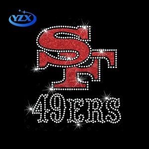 Yzx nhà máy sản xuất của New arrivals Splatter thư Rhinestone chuyển long lanh Màu Đỏ nhiệt Vinyl Motif thiết kế căng - Product Image 5