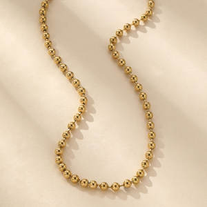 Collier à perles délicat en acier inoxydable 316L plaqué or PVD 14k 18k pour femme, bijoux fins, collier à chaîne à billes pour femme - Product Image 2