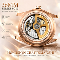 Montre mécanique de haute qualité avec mouvement 9015, modèle 2026, luxueuse, en or rose, avec lunette sertie de diamants, 36 mm, montre pour femme d'affaires