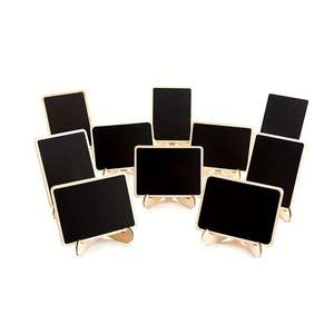 10 Stück kleine Hochzeit Holz Handwerk Menü Zeichen gemalt Tafel Message Board mit Ständer für Dekor - Product Image 2