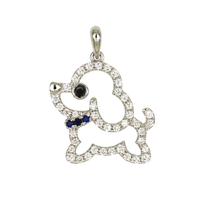 Colgante de Perro de Oro de 18K con Diamantes y Zafiros, 1.92g, Colección de Joyería Fina Inspirada en Animales Juguetones - Product Image 1