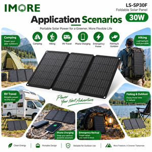 Cargador de Panel Solar Plegable de 30W con USB Tipo C, 23% de Eficiencia, para Teléfonos, Bancos de Energía, Cámaras GPS, Camping, Senderismo y Viajes al Aire Libre - Product Image 3