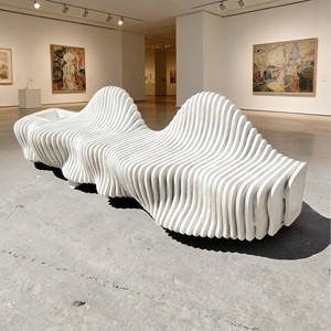 ม้านั่งไม้แกะสลักลายคลื่น รุ่น Y716 สำหรับตกแต่งสวน ทางเข้าบ้าน ระเบียง รีสอร์ท หรือพื้นที่นั่งพักผ่อนกลางแจ้ง - Product Image 4