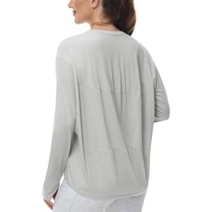 Haut de yoga à manches longues pour femme FOXA, col rond, respirant, en spandex et polyester, avec trous pour les pouces, pour l'entraînement - Product Image 5