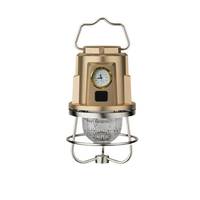 Lampe de camping rétro d'extérieur la plus vendue, à intensité variable en continu, LED haute luminosité, double lumière jaune-blanc, horloge intégrée, portable en ABS