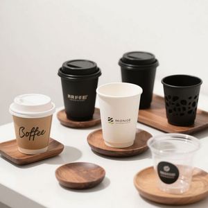 Gobelet en papier à double paroi biodégradable et écologique avec couvercle, logo personnalisé, qualité alimentaire, diamètre 90 mm, marque Huitianchen - Product Image 3