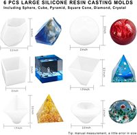 Moules en silicone pour résine époxy, pour la création d'objets d'art en résine - Kit de moules de moulage en forme de diamant