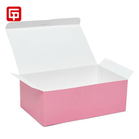 Boîte en carton de boulangerie moderne rose mat stratification pliante pour grignoter beignet pâtisserie emballage alimentaire finition brillante