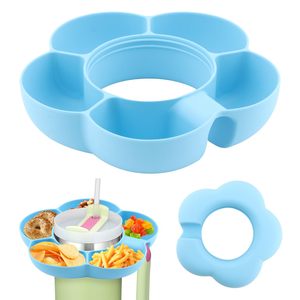 Bandeja de silicona con 5 compartimentos para aperitivos, diseño Flor de Ciruelo, para vaso Stanley de 40 oz con asa - Product Image 1