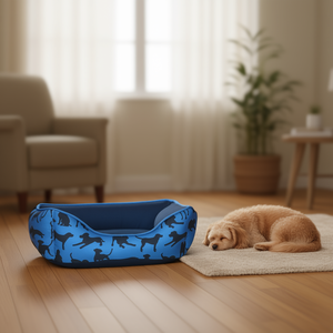 Juego de Cama para Perro Yommy Azul con Estampado de Perro Tallas S M L Base Impermeable Antideslizante - Product Image 2