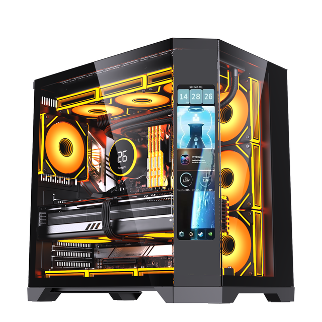 Hot Sale Oversized Screen Display PC Case Cube Glass Sea-view Room Computer ATX Tower Gaming Cabinet 360mm Liquid Cooler Fans