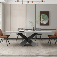 Table à manger extensible moderne de luxe en pierre frittée de 79 pouces, 6-8 places, pieds en métal robustes, facile à nettoyer, personnalisable