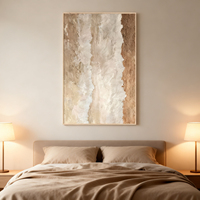 Peinture à l'huile abstraite minimaliste faite à la main, tons terreux, toile texturée, œuvre d'art Wabi Sabi pour maison contemporaine