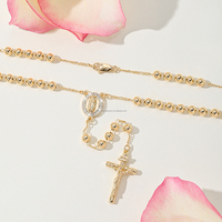 Collier pendentif religieux Guadalupe en forme de Y, Saint Benoît, Saint Jude, Vierge Marie, plaqué or 14 carats, chapelet croix